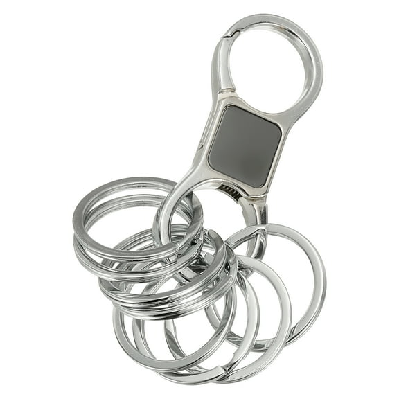 Uxcell Quick Release Keychain, Heavy Duty Keychain with 8 Key Rings Detachable Car Keychains Clip Organizer for Women, Silver