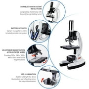 AmScope-Kids 120X-1200X Portable Educational LED Microscope Kit with Experiment Cards - Metal Arm
