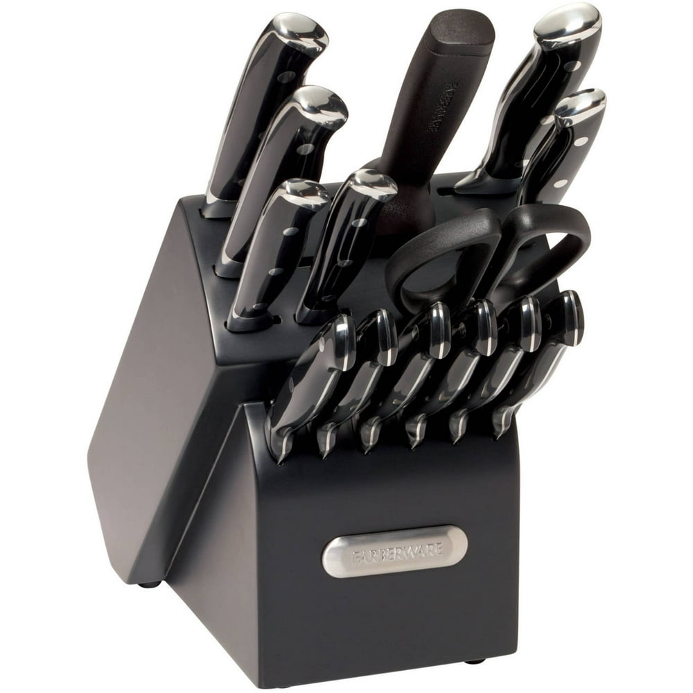 Farberware 15-piece Black Forged Triple Riveted Stainless Steel Knife Farberware 15 Piece Stainless Steel Knife Set