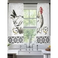 thumbnail image 3 of Chicken Semi Sheer Curtains 63 Inch Length 2 Panels Set, Farmhouse Country Animal Black Flower Leaf Sheer Kitchen Curtain Privacy Voile Window Curtain for Living Room Bedroom Rod Pocket Drapes, 3 of 7