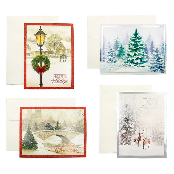 Holiday Christmas Greeting Cards with Matching Self-Seal Envelopes - Scenic, 40-Count