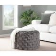 thumbnail image 6 of 24" Round Ottoman Pouf, Braided Ottoman Pouf, Modern Velvet Footrest Stool for Living Room, Bedroom, Entryway, Gray, 6 of 6
