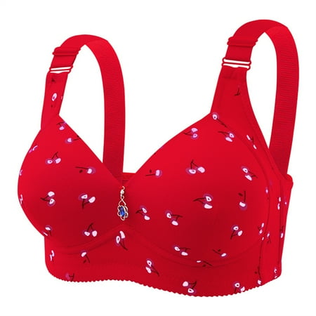 LLYWEY Plus Size Bras for Women Full-Coverage on Clearance Womens Padded Bras Ladies Sport Bra Style-1120 Women Push-Up Bra Feature Adult Female Bralette Sports Bras Red 38B