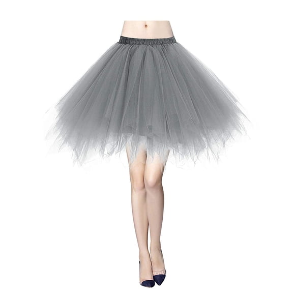 ChicWind Womens Grey Puffy Tutu Layered Tulle Petticoat Skirt
