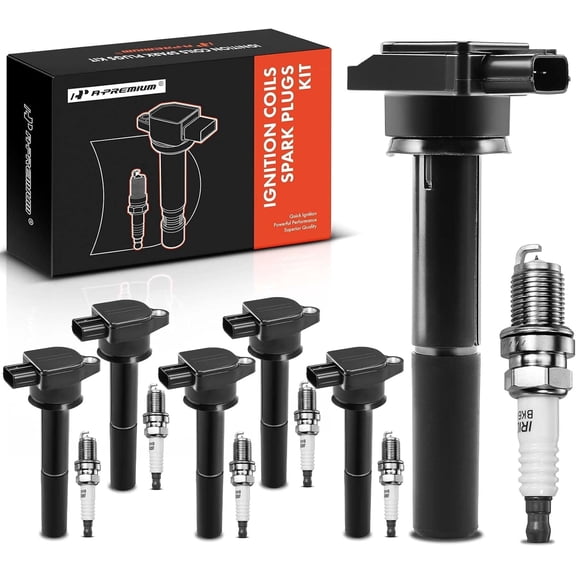 A-Premium Ignition Coils and Spark Plugs Kits Compatible with Mitsubishi Galant 2004-2007, Endeavor 2004-2008, 3.8L 6-PC Set