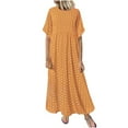 thumbnail image 4 of AMERTEER Robe Décontractée pour Femmes Courte Décontractée à Col Rond à Manches à Pois Robe Grande Taille Femmes Robe Peinte pour Femmes Vêtements pour Femmes 2TG Vert, 4 of 5