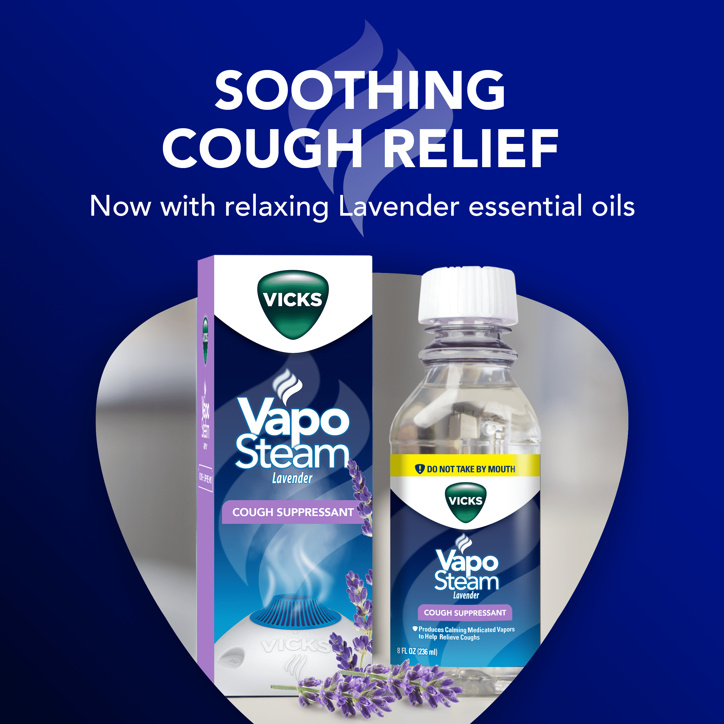 Vicks VapoSteam Liquid for Humidifiers & Vaporizers, Cough Suppressant with Camphor, Humidifier Liquid, Lavender, 8 fl oz (VIN30008V1)