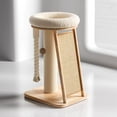 thumbnail image 7 of Modern Natural Wood Cute Multifunctional Cat Tree Tower Small, Large Top Perch Bed, Sisal Scratching Post, Tilted Angled Ramp Scratcher, Climbing Rope Toy, 7 of 7