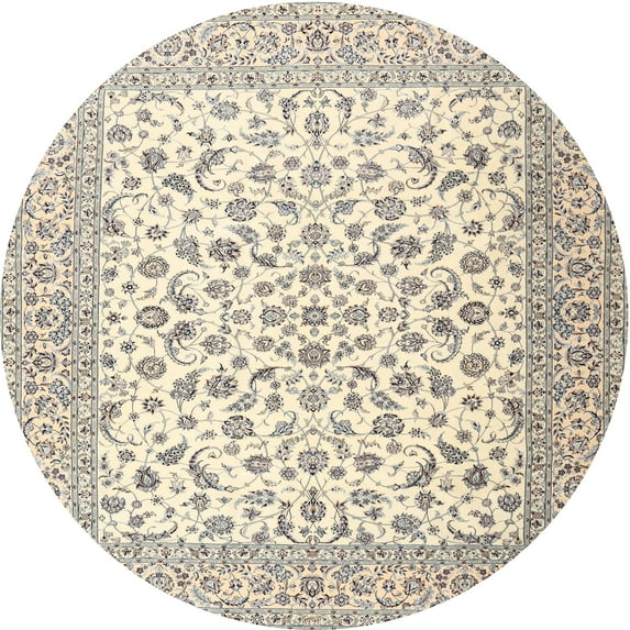 Ahgly Company Machine Washable Indoor Round Traditional Vanilla Gold Area Rugs, 4' Round