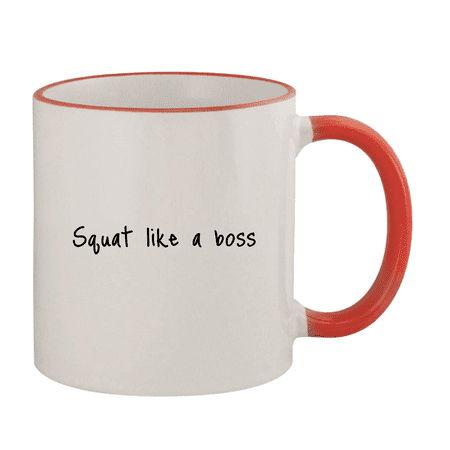 

Squat Like A Boss - 11oz Colored Rim and Handle Coffee Mug Red