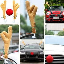 LABSERRON Car Reindeer Antlers Nose Christmas Decor Cloth Antlers Shape Nose Shape 17.3x5.1in 1 Set