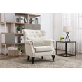 thumbnail image 6 of Guyou Mid Century Accent Chair Modern Button Tufted Armchair Wingback Club Chair Linen Single Sofa Lounge Chair with Pillow for Living Room Bedroom, Beige, 6 of 14