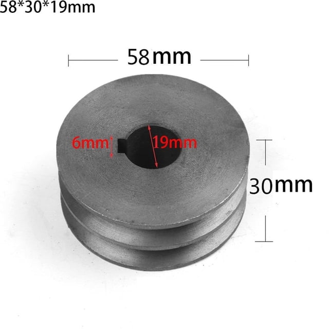 V-Belt pulley A Type Double Slot Pulley Motor Cast Iron Dia Power Tool Accessory 58x30x19mm