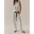 thumbnail image 3 of White Sleeveless Lace-Embroidered Mini Sundress With Tie-Side Detail Boho Flowy Babydoll Dress, 3 of 5