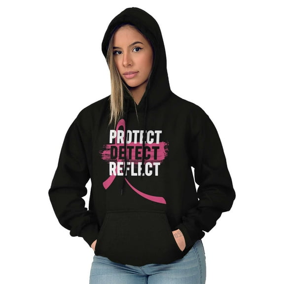 Breast Cancer Protect Detect Reflect Hoodie Sweatshirt Women Brisco Brands S