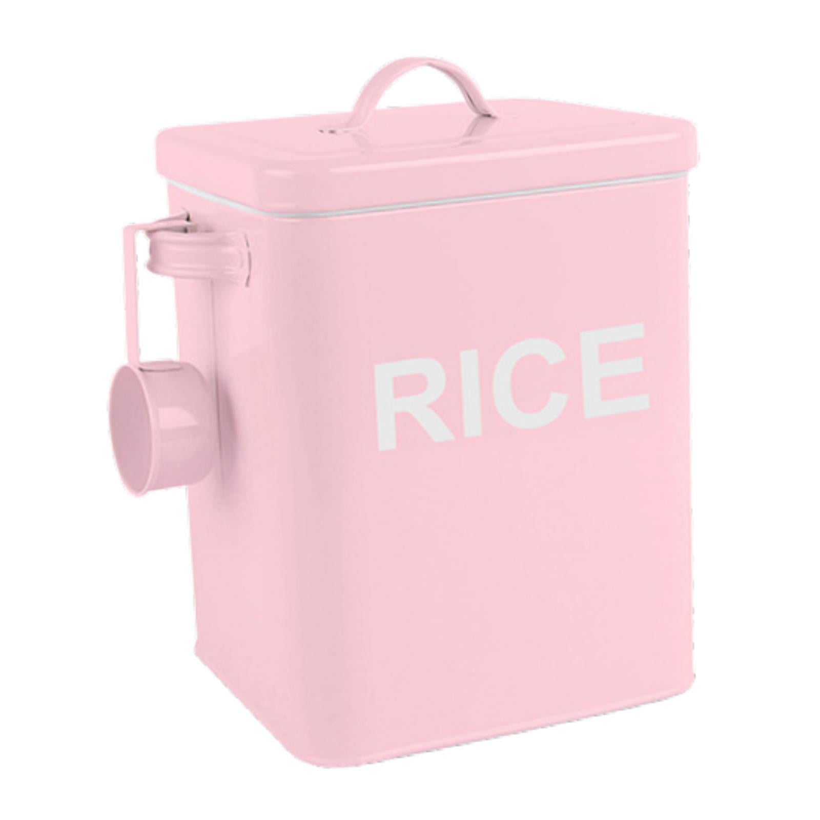 Mornei Iron Rice Container with Lid and Handle, Countertop Organizer Jar for Flour, Pet Pink M