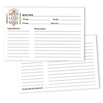 Inkdotpot 4x6 Inch Recipe Cards (Set of 50) , Thick Double Sided Premium Card Stock- Modern Style White Recipe Notecards for Weddings- Bridal- Baby Shower - Baking Theme