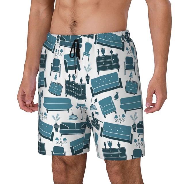 Fotbe Modern Furniture Traje de Baño para Hombre – Shorts de Natación de Secado Rápido con Forro y Bolsillos-Small