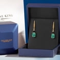 thumbnail image 5 of Gem Stone King 18K Yellow Gold Plated Silver Green Malachite and Black Onyx Dangle Earrings for Women with Lab Grown Diamond (5.47 Cttw, Oval 9X7MM), 5 of 6