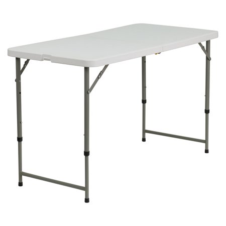 Flash Furniture DAD-YCZ-122Z-2-GG  Height Adjustable Granite Plastic Folding Table, 24 by 48-Inch, White