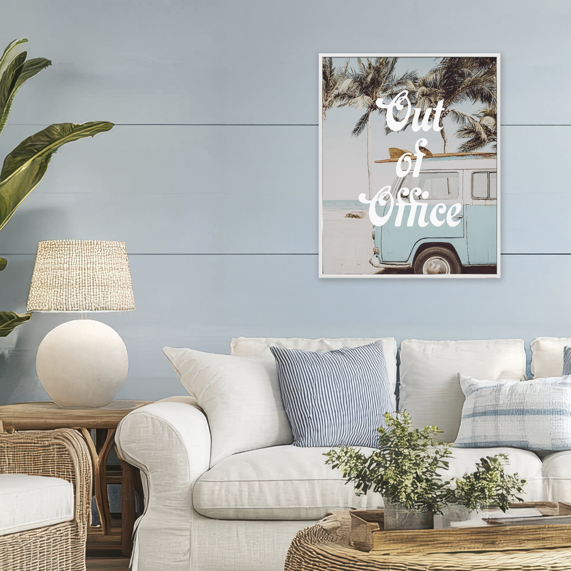 Stupell Industries Retro Out Of Office Beach White Framed Giclee Art, design by Lil' Rue