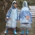 thumbnail image 2 of Hooded Transparent Raincoat Girl Boys Cartoon Rain Coat Hooded Outdoors Clear Waterproof Kids Toddler Children's Rainwear Protective Covers,Sky Blue,6-8 Years, 2 of 7