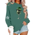 thumbnail image 5 of LEKWK St Patricks Day Tshirt Women Regular Fit Crew Neck Sweatshirts Long Sleeve Tops Sparkly Shamrock Beer Glass Graphic Party Wear, 5 of 6