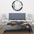 thumbnail image 3 of Designart "Deep Blue and Gold Blossom II" Floral & Botanical Bedding Covert Set - Floral Blue Traditional Bed Set With 1 Sham, 3 of 6