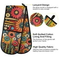 thumbnail image 2 of Yayeee Double Oven Mitt Kitchen Heat Resistant Baking 35" x7" Quilted Glove, Red Colorful Flowers with Dots, 2 of 6