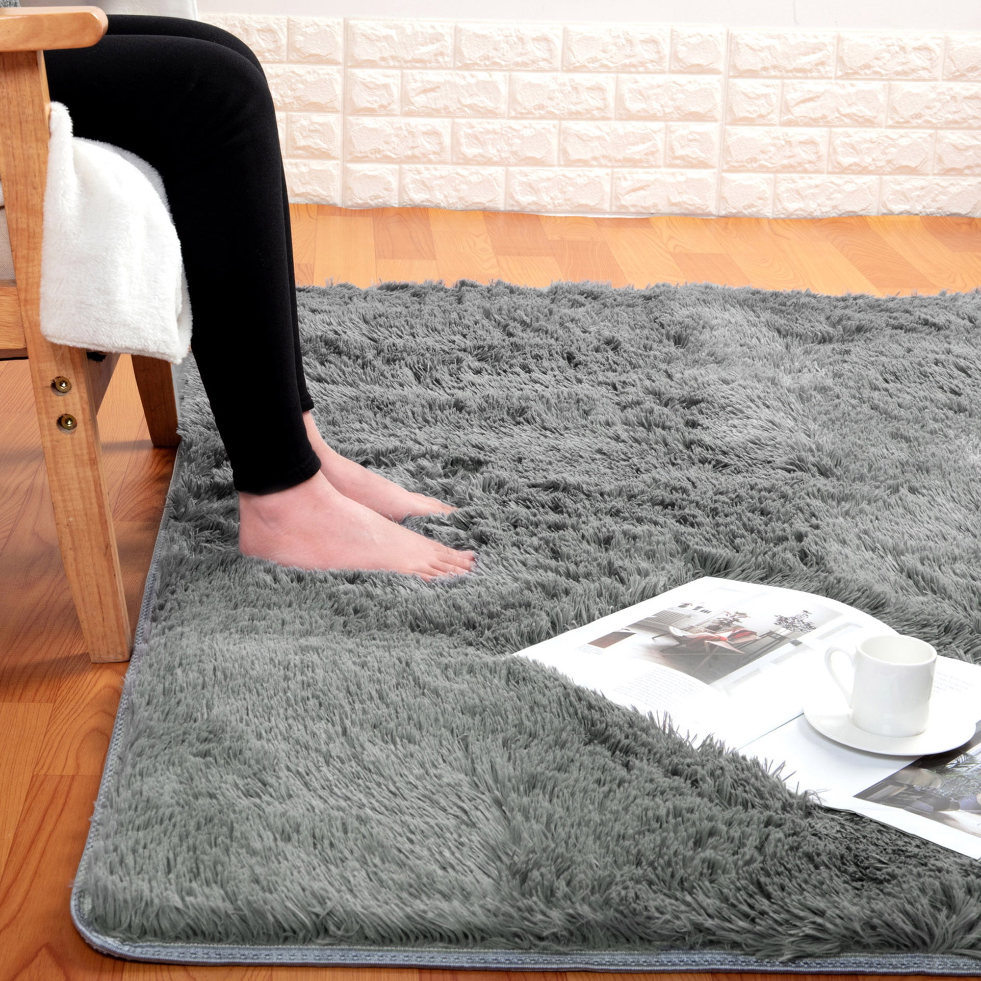 Verkeersopstopping Recensent Glimp LELINTA Super Soft Indoor Modern Shag Area Silky Smooth Rugs Fluffy Rugs  Anti-Skid Shaggy Area Rug Dining Room Home Bedroom Carpet Floor Mat, Blue/  White/ Red/ Wine Red/ Black/ Grey/ Pink -