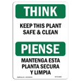 thumbnail image 1 of SignMission OS-TS-A-1218-L-11840 12 x 18 Po Panneau de Réflexion OSHA - Garder Cette Plante Sûre et Propre Bilingue, 1 of 1