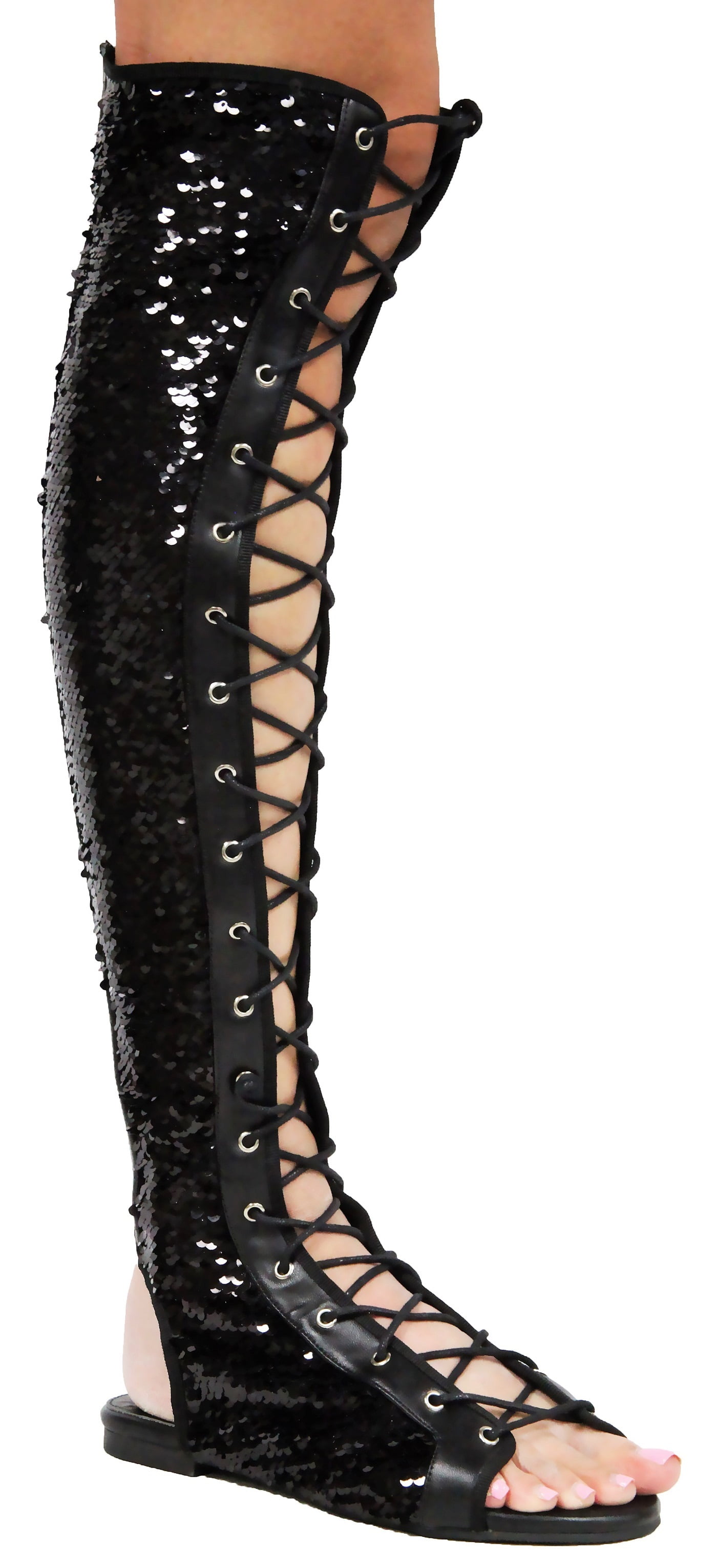 sequin gladiator sandals