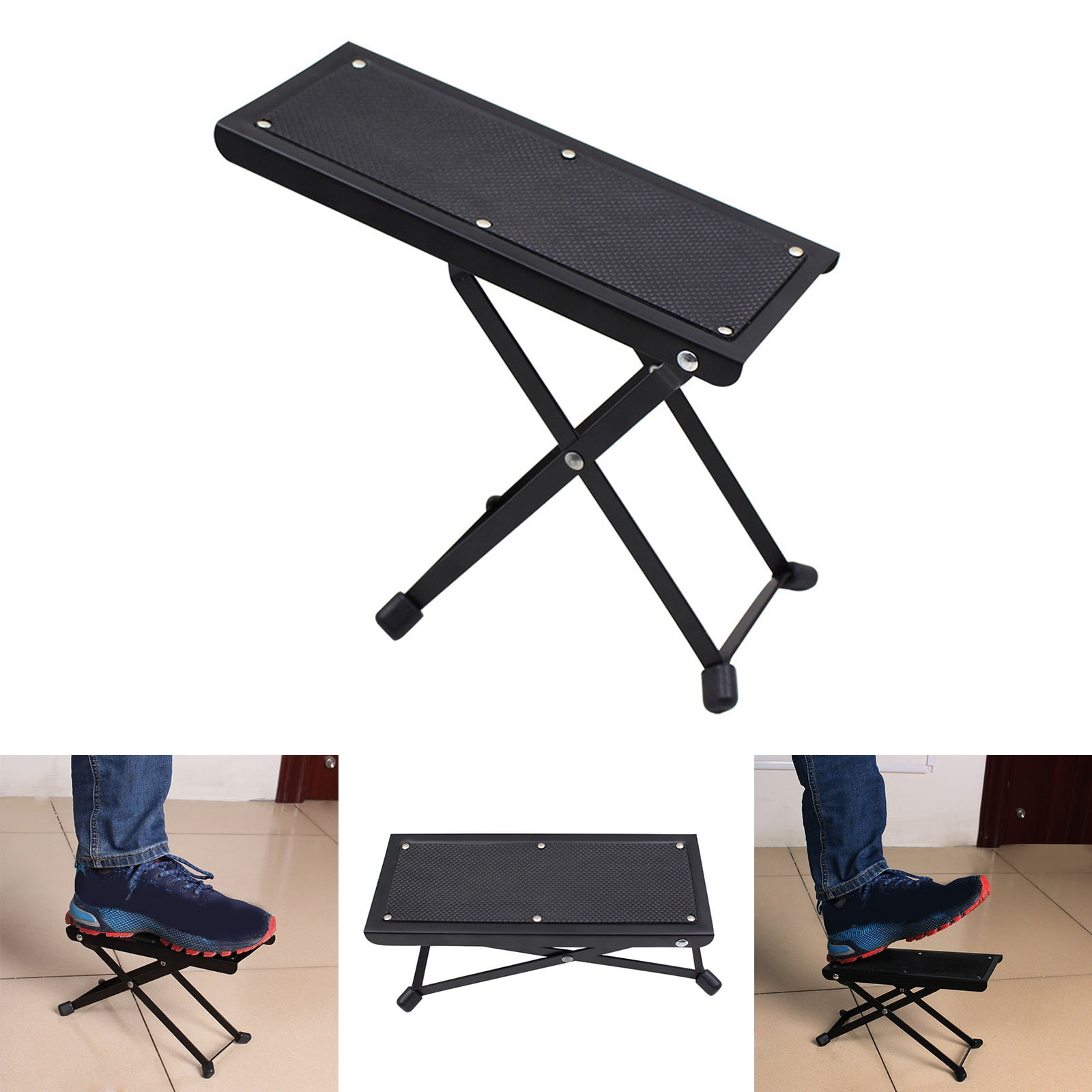 UNTERING Classical Guitar Foot Stool Metal Guitar Footstool Foot Rest 4 Gear Height Adjustable Foot Pedal for Guitar Bass Playing