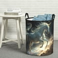 thumbnail image 5 of Picia Space White Horse Large Laundry Basket, Waterproof, Freestanding Laundry Hamper, Collapsible Tall Clothes Hamper with Extended Handles-Small, 5 of 8