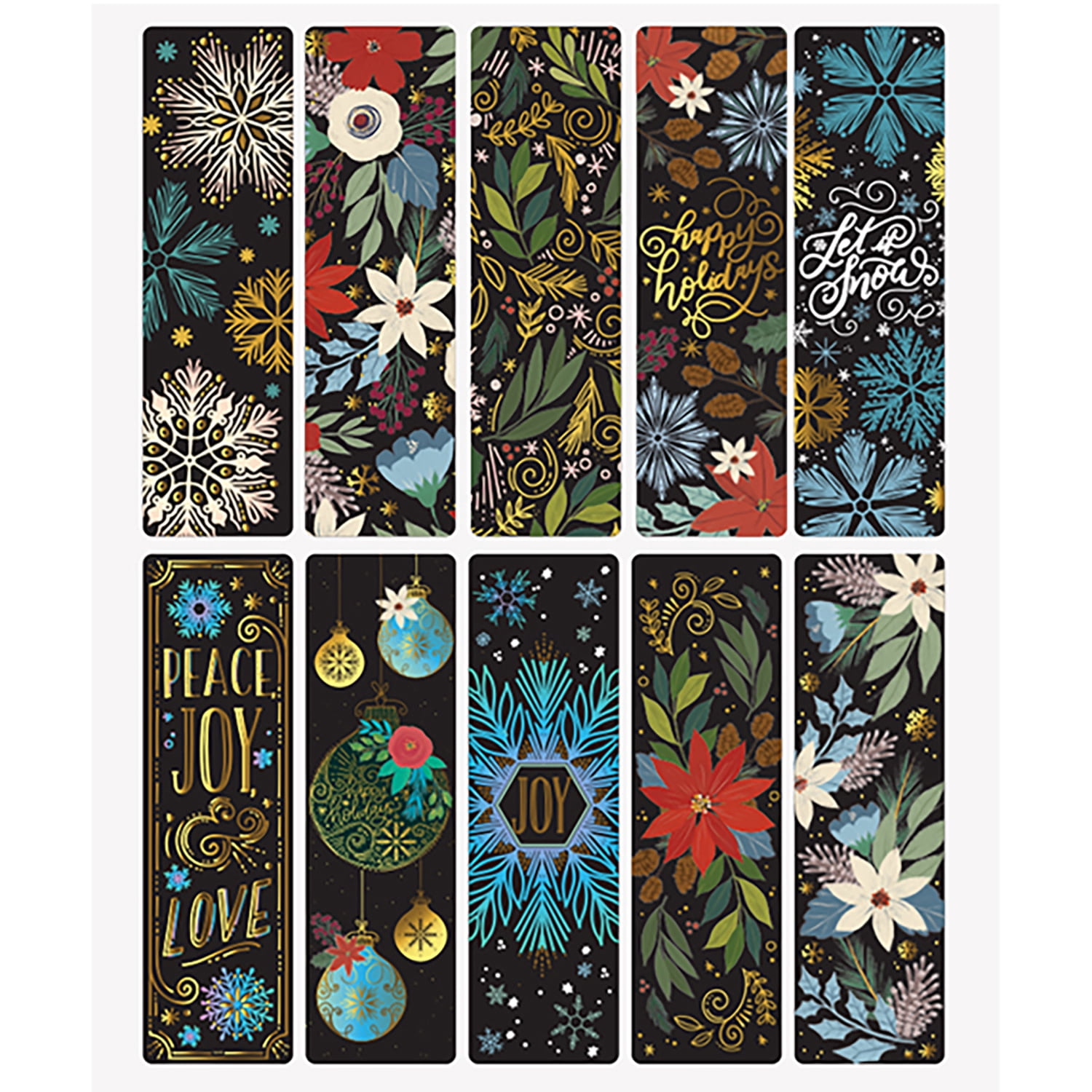 Brea Reese: Scratch Art Bookmark Kit - Snowflakes - 10 Holiday-Themed Bookmarks, Wooden Stylus, Metallic Accents, Guided Art, DIY Winter Adult Craft