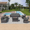 thumbnail image 6 of ALAULM Patio Conversation Set, 10-Piece Outdoor Furniture with Sofa and Coffee Table, Gray, 6 of 6