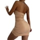 thumbnail image 4 of VISgogo Vestido ajustado para mujer, vestido de cadera calado con lazo fruncido y cuello halter cruzado liso, trajes de fiesta cortos ajustados para mujer VISgogo moda, 4 of 9