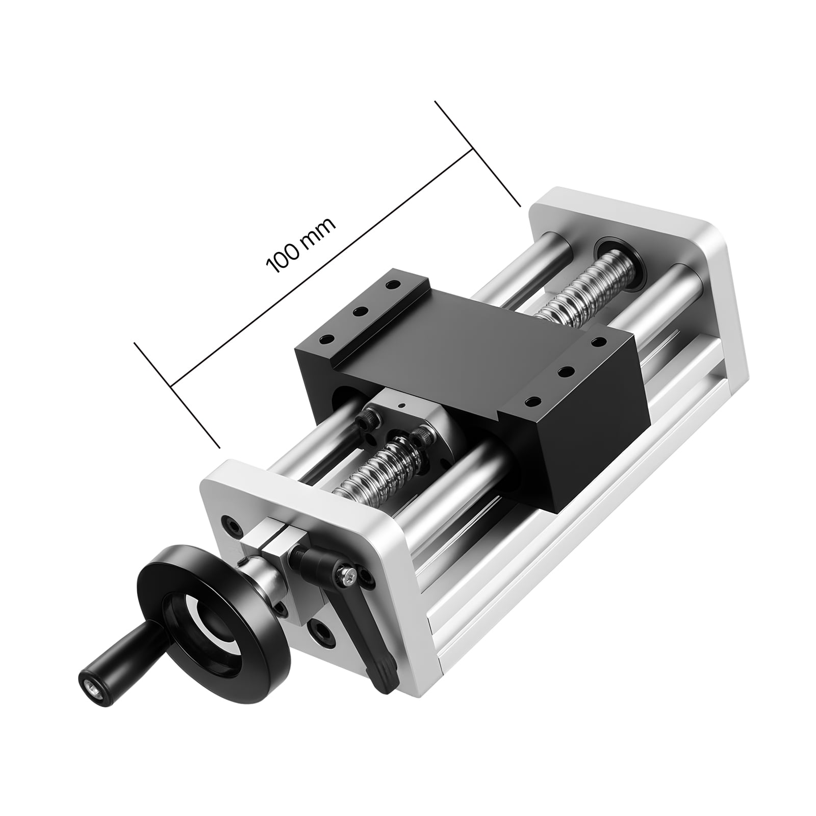 KFFKFF Linear Stage Actuator with 100 mm Stroke, Ball Screw CNC Motion Guide Rail, Dual Optical Axis, C7 Precision, Bearing Slide Block, Manual Handwheel, Suitable for CNC Router X Y Z Axis