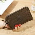 thumbnail image 4 of Lady‘s Zipper Purse Wristband Wallet with 3 Main Pocket 16.5*10*5cm Canvas Handbag for Cell Phone Banknote Coin Solid, 4 of 7