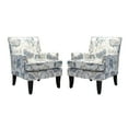 thumbnail image 6 of Upholstery Armchairs Set of 2 Floral Accent Chairs Sofa Couch Wood Legs Nailhead Trim Bedroom Home Living Room Blue, 6 of 9