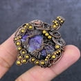 thumbnail image 3 of Natural Russian Charoite Handmade Copper Wire Wrap Jewelry Pendant 2.24", 3 of 4