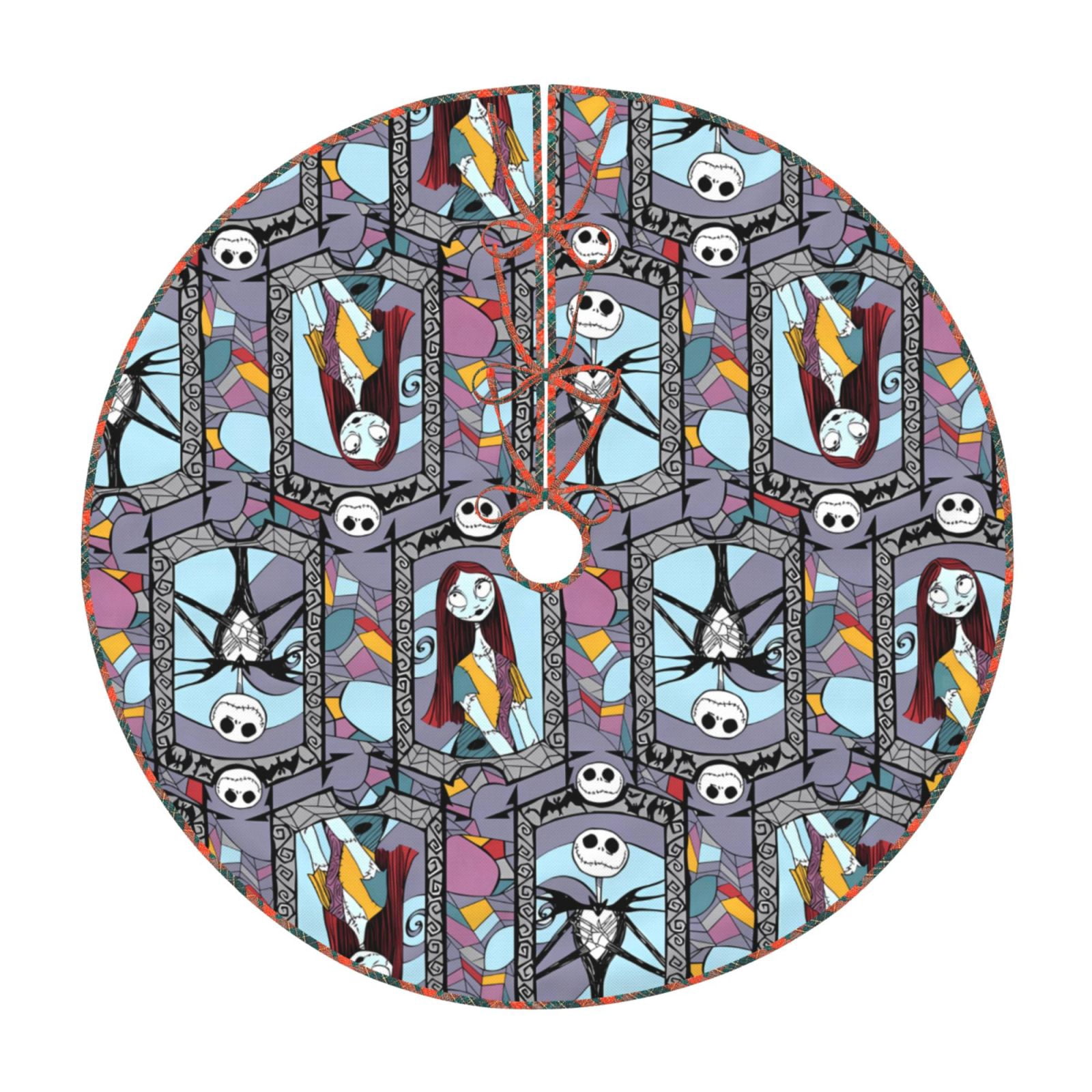 Goofa The Nightmare Before Christmas Pattern Christmas Tree Skirt with Ties, Christmas Tree Decorations, Farmhouse Christmas Decor Xmas Holiday Decorations-48"
