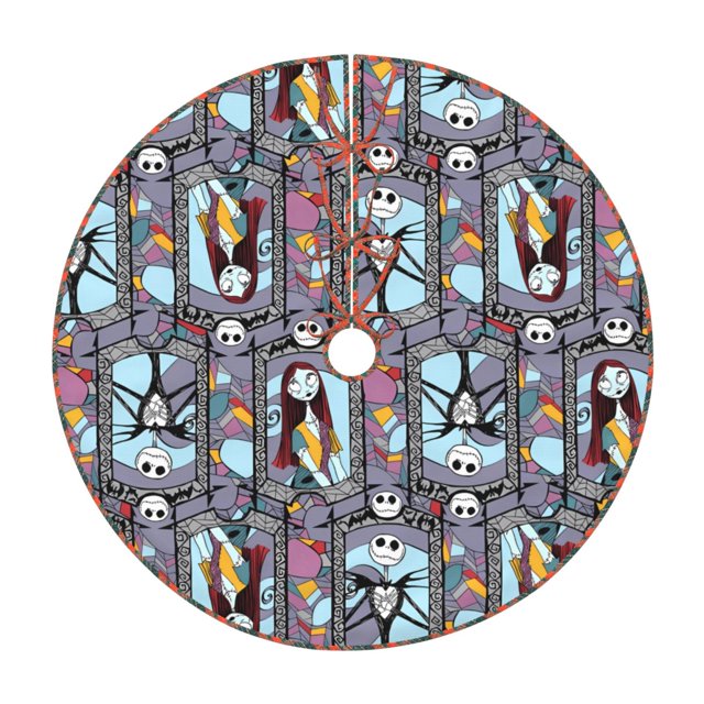 Goofa The Nightmare Before Christmas Pattern Christmas Tree Skirt with Ties, Christmas Tree Decorations, Farmhouse Christmas Decor Xmas Holiday Decorations-48"