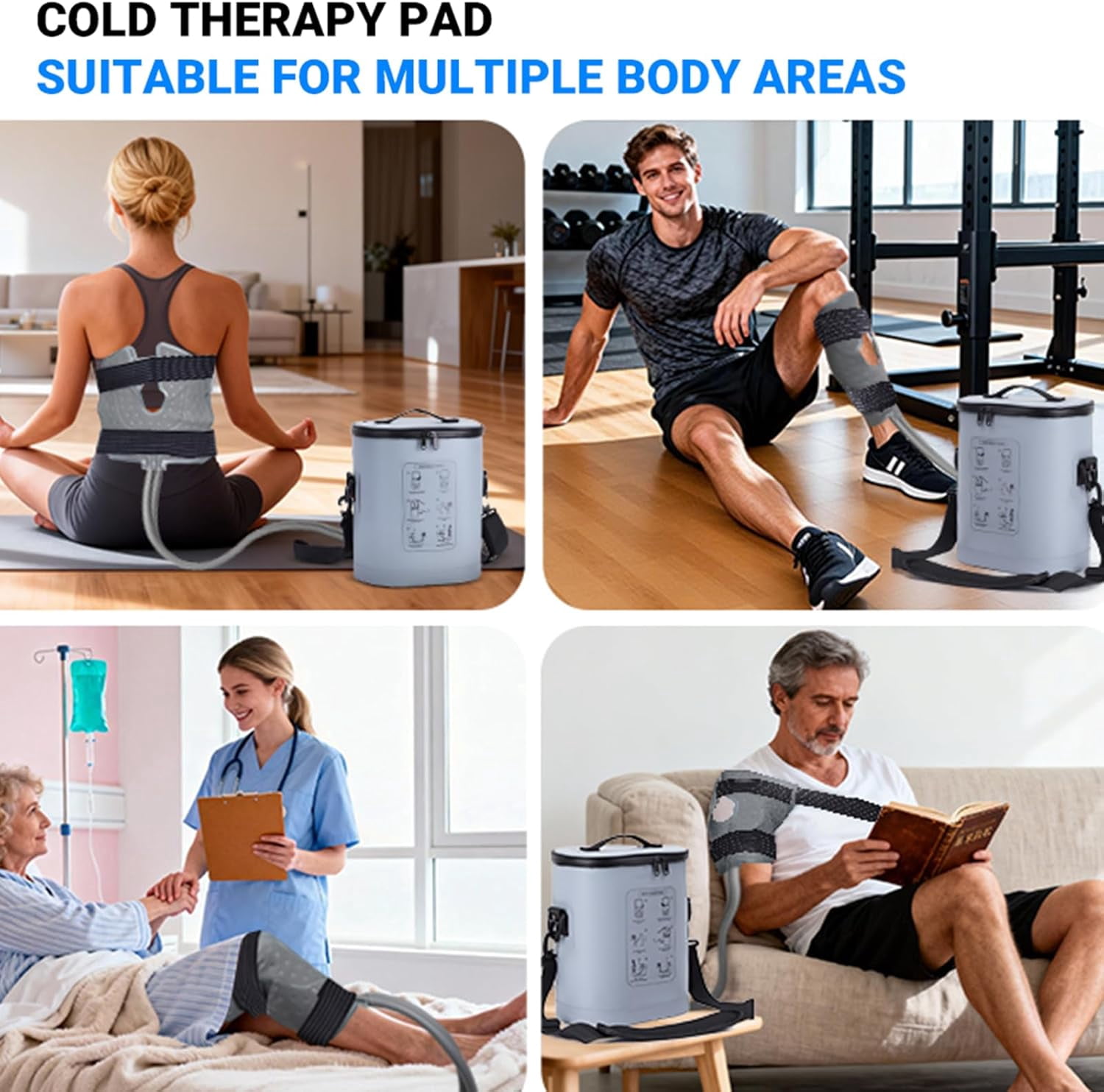 Cold Therapy Machine, Ice Machine w/Timer, Portable Cold Water Circulation System with Pump, 5 Flow Settings & 6 Timer, Ice Therapy Cooling Pad for Knee Shoulder Hip Ankle