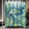 thumbnail image 3 of Sea Turtle Shower Curtain, Ocean Shower Curtain, Underwater Animals Green Sea Plant Shower Curtain Set Waterproof Bath Curtain Boys Kids Bathroom Decor with 12 Hooks, 72x72 inches, 3 of 6