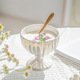 Taza de cerámica con forma de copa de yogur de frutas con degradado brillante vintage francés, creativa taza de base alta con perla, tazas para helado, tazas para café de restaurante