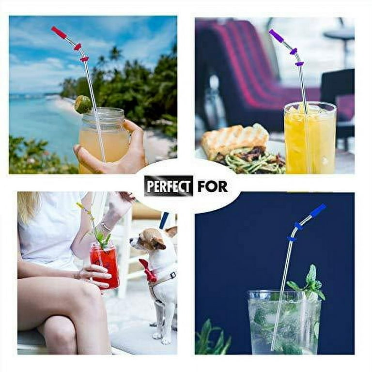 Reusable Drinking Straws, Stainless Steel/silicone, 4-Pk.
