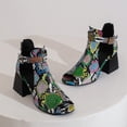 thumbnail image 2 of SACFOF Womens Peep Toe Ankle Booties Chunky Heels Cutout Back Zipper Sandals Suede Side Ankle Strap Dress Sandals, 2 of 6