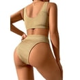 thumbnail image 3 of High Waisted Bikini Set for Women Athletic Two Piece Summer Beach Swimwear Sporty Scoop Neck Ribbed Bathing Suit for Teen Girls Juniors, 3 of 6