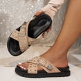 thumbnail image 2 of Hopeusnice Slippers for Women Soft Non-Slip Breathable Open Toe Sandals Thick-Soled Heel Cloth Materials Summer Shoes Trendy Women's Slippers Shoes for Beach Outdoor Shoes Khaki 39, 2 of 8